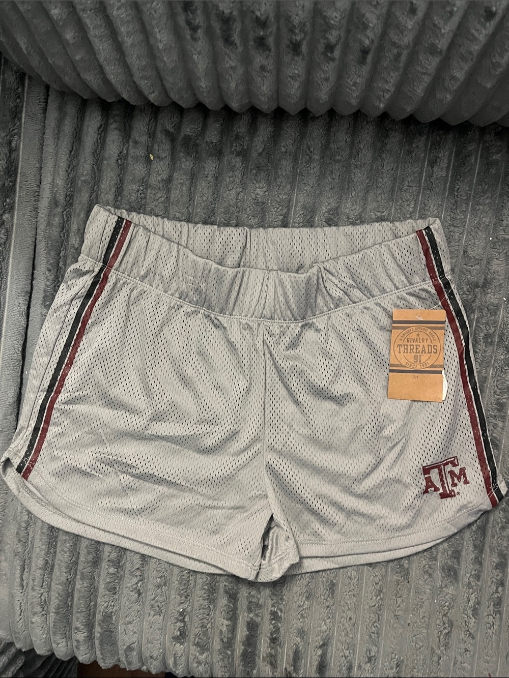 Woman's Rivalry Threads Gray Mesh Athletic Shorts with Maroon and Black Trim